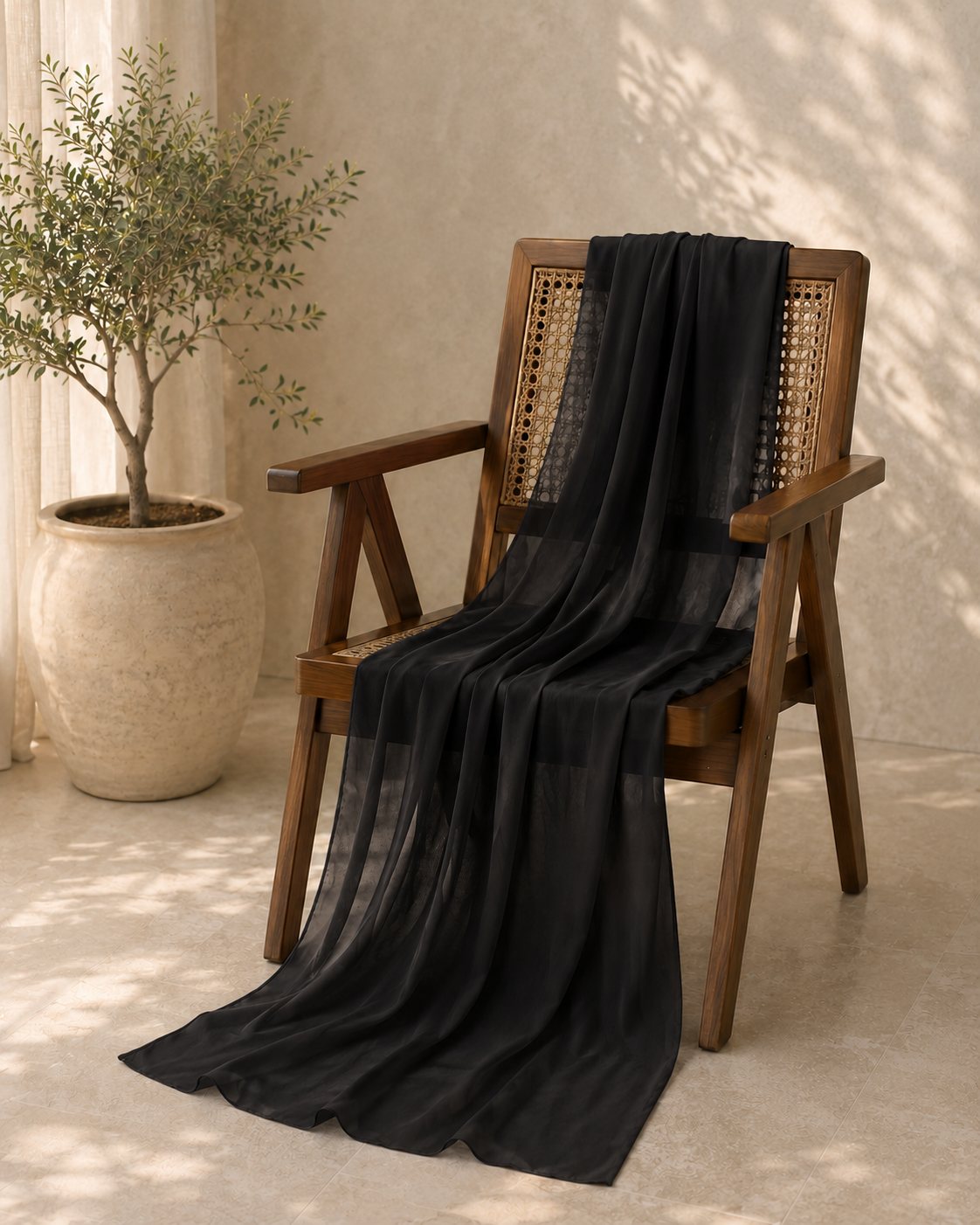 Plain Black Dupatta