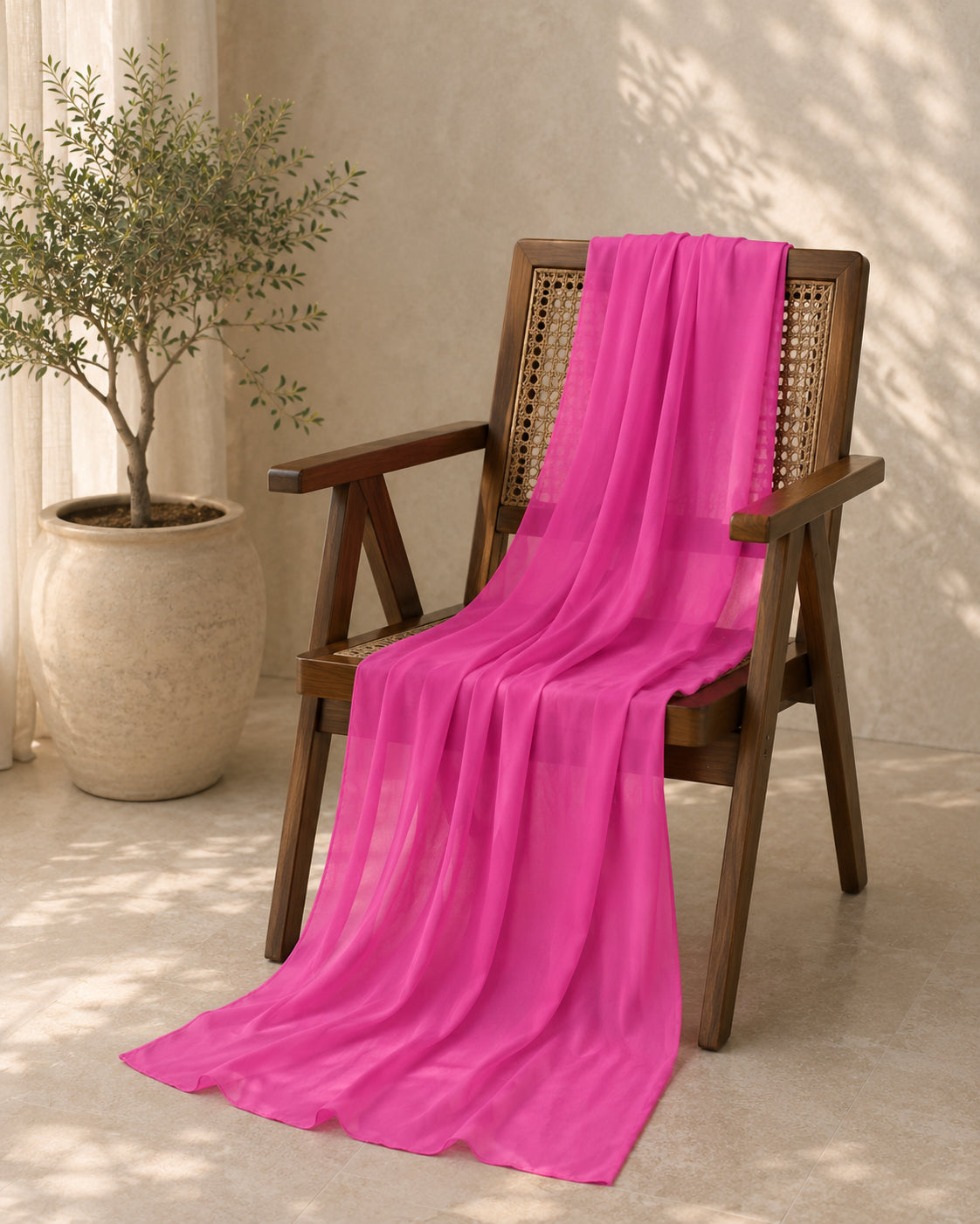 Dyed Hot Pink Dupatta