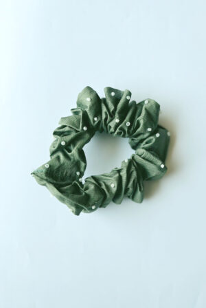 Embellished Green Scrunchie