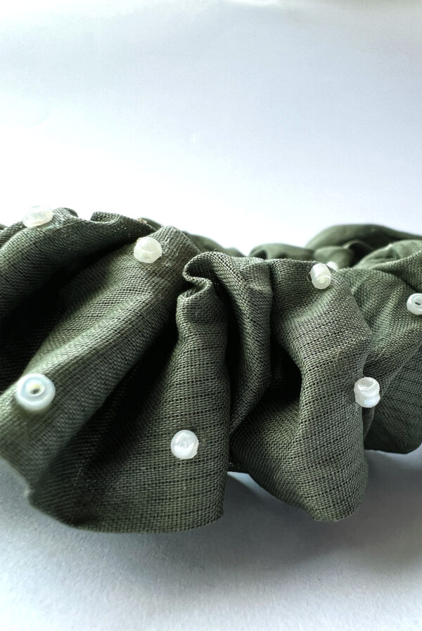 Embellished Green Scrunchie