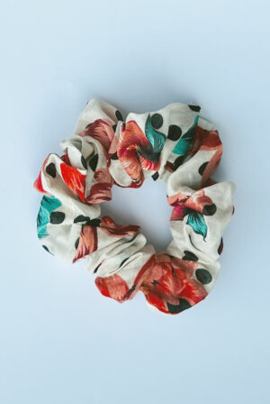 Floral Polka Dot Scrunchie